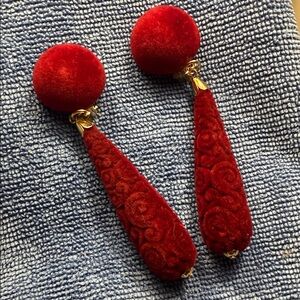Elegant Garnet Red Drop Earrings
